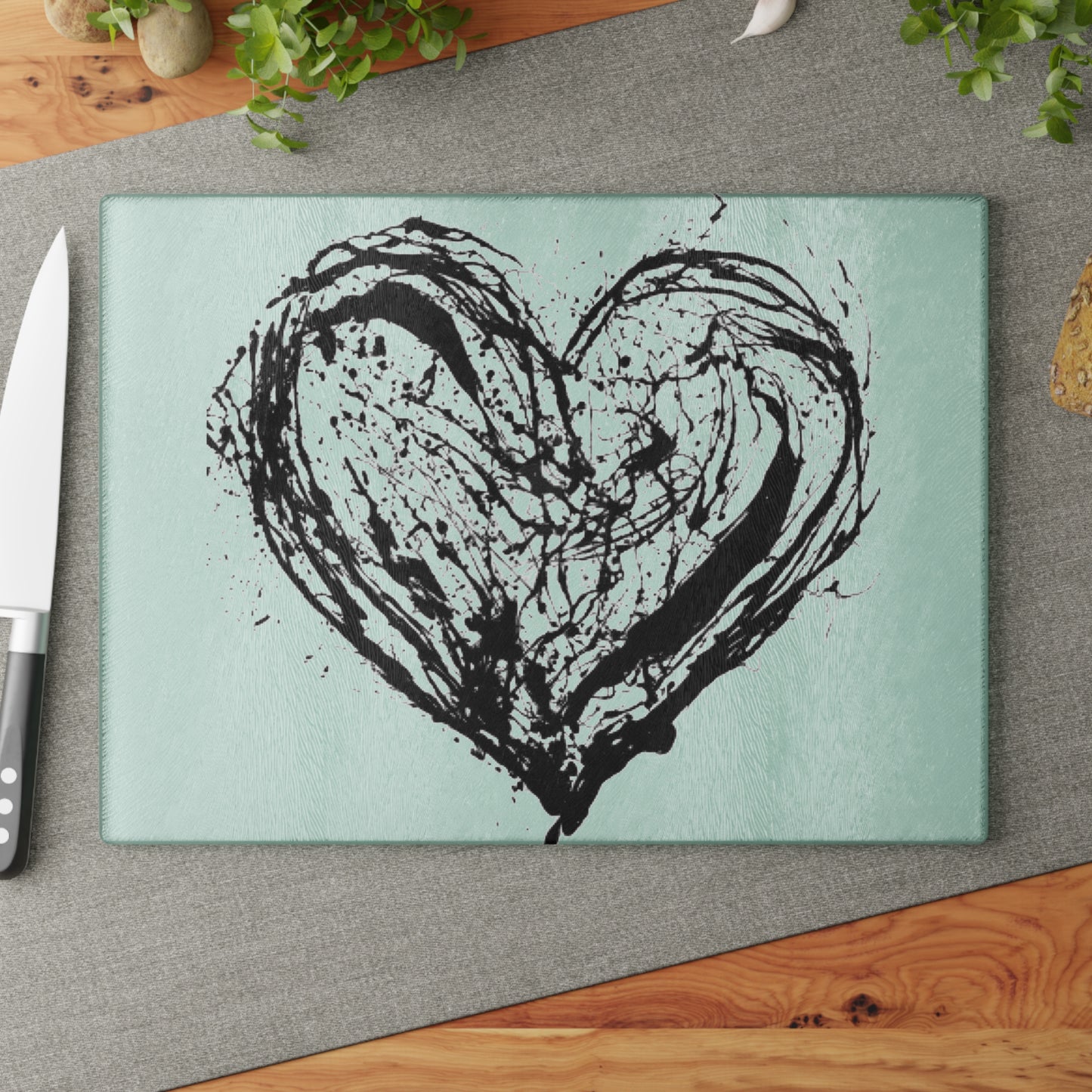 CROOK'D — Black Heart — Glass Cutting Board