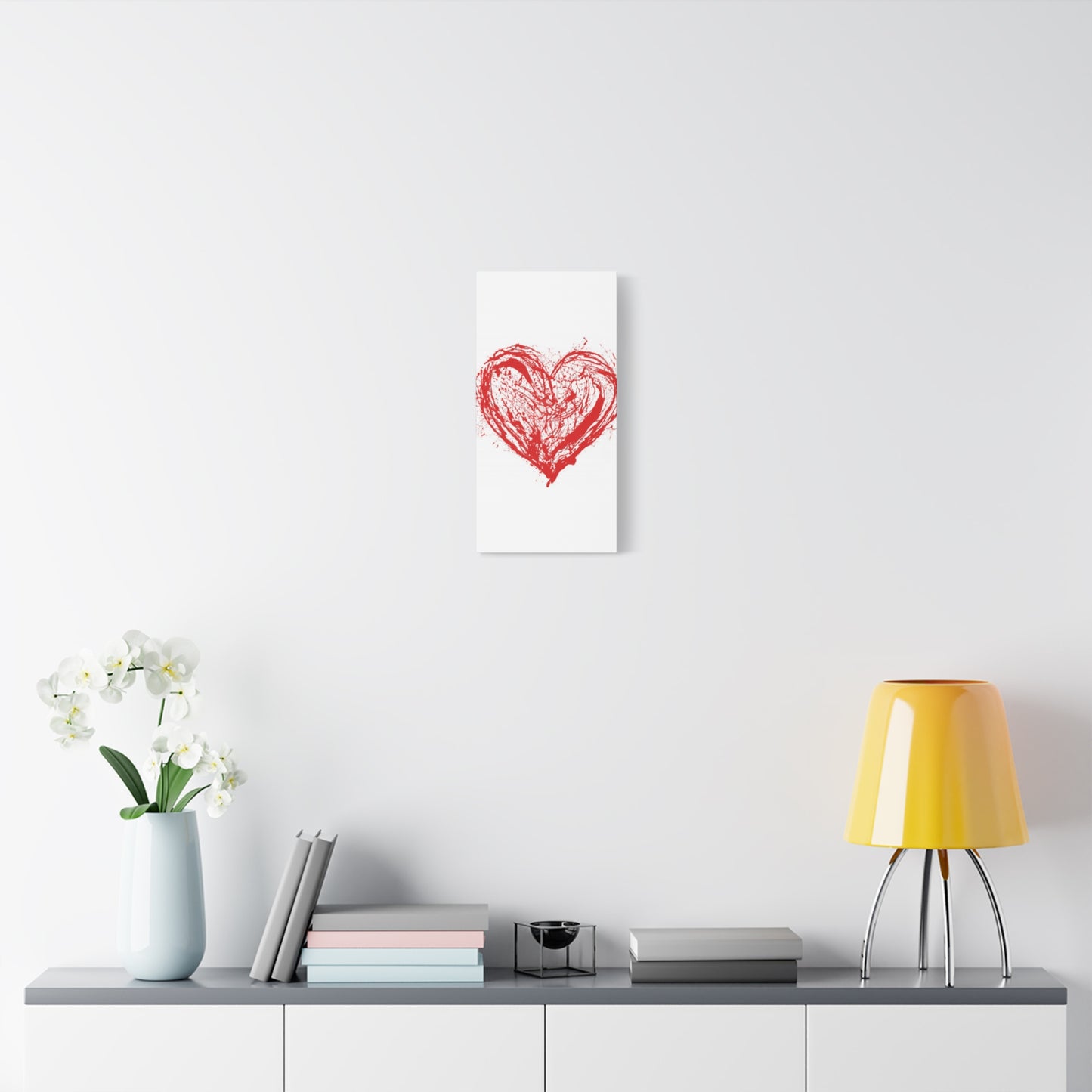Abstract Ink Heart Canvas Print — Red & White Modern Wall Art
