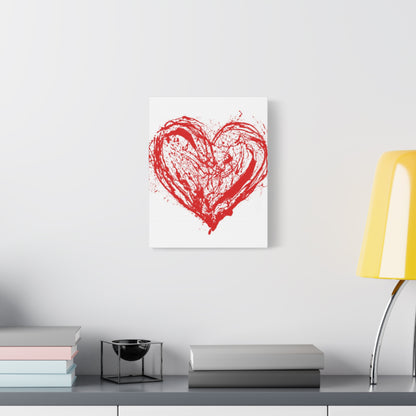 Abstract Ink Heart Canvas Print — Red & White Modern Wall Art