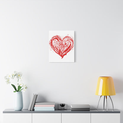 Abstract Ink Heart Canvas Print — Red & White Modern Wall Art