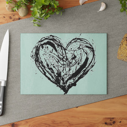CROOK'D — Black Heart — Glass Cutting Board