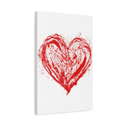 Abstract Ink Heart Canvas Print — Red & White Modern Wall Art