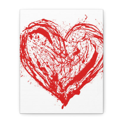 Abstract Ink Heart Canvas Print — Red & White Modern Wall Art