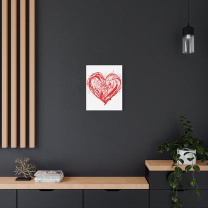 Abstract Ink Heart Canvas Print — Red & White Modern Wall Art