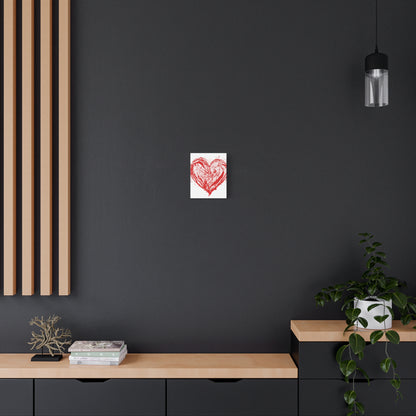 Abstract Ink Heart Canvas Print — Red & White Modern Wall Art