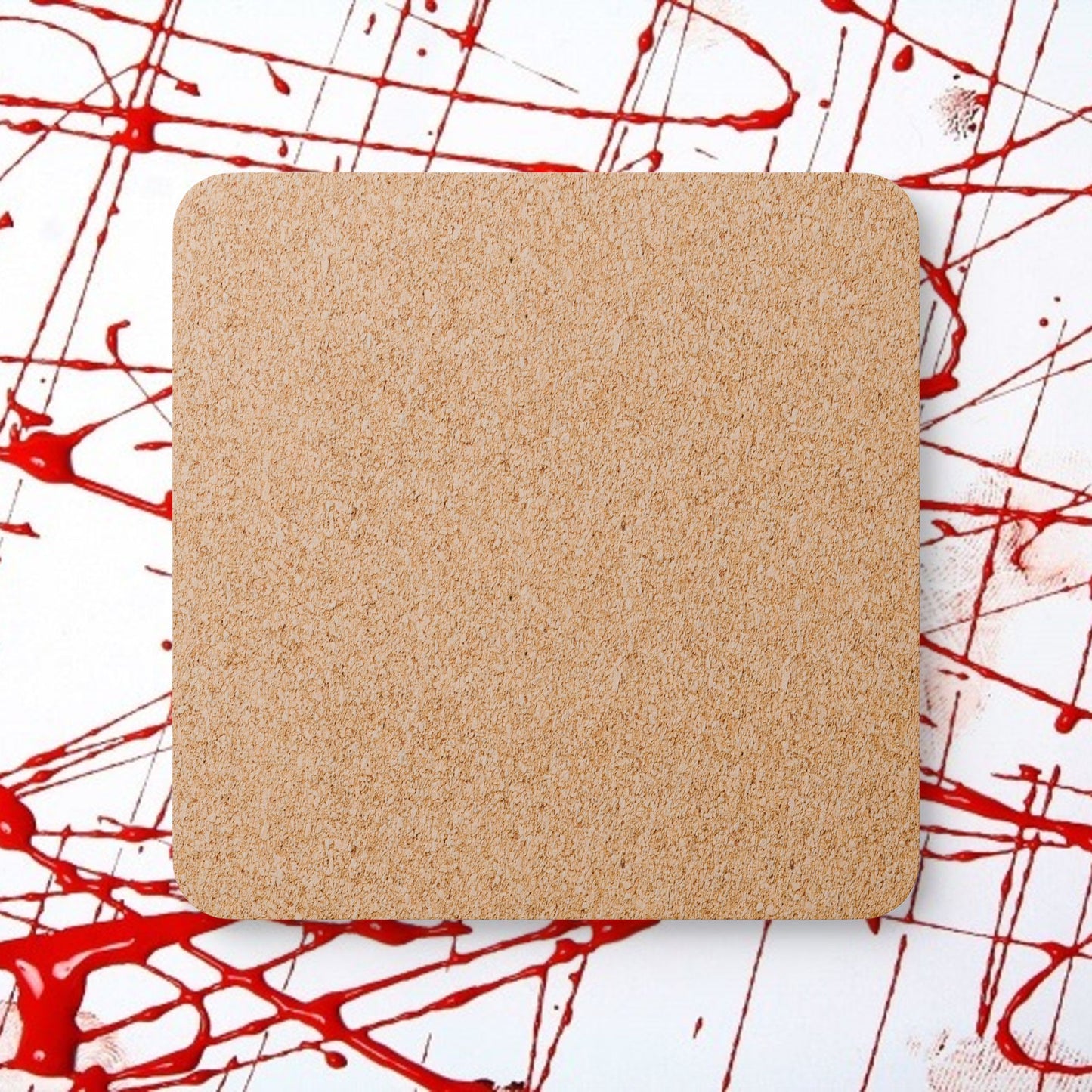 Red Grunge Heart Cork Coaster Set — Valentine Romantic Drink Coasters