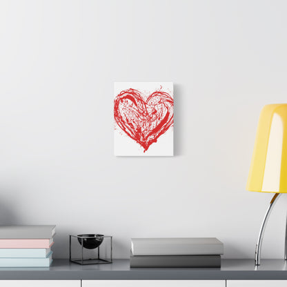 Abstract Ink Heart Canvas Print — Red & White Modern Wall Art