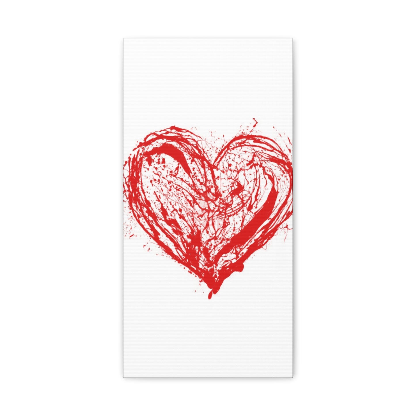Abstract Ink Heart Canvas Print — Red & White Modern Wall Art