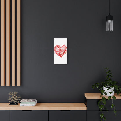 Abstract Ink Heart Canvas Print — Red & White Modern Wall Art