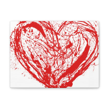 Abstract Ink Heart Canvas Print — Red & White Modern Wall Art