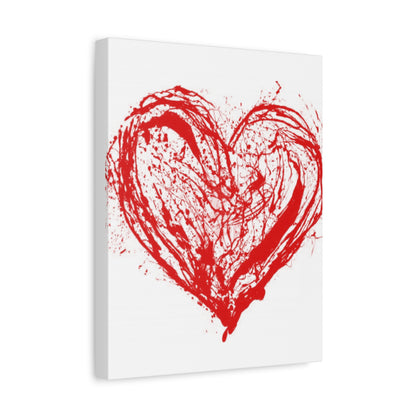 Abstract Ink Heart Canvas Print — Red & White Modern Wall Art