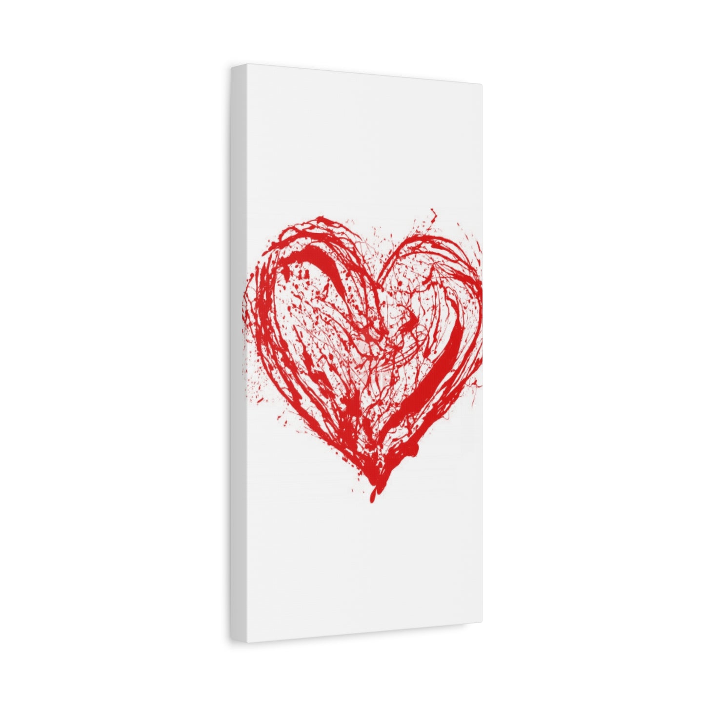 Abstract Ink Heart Canvas Print — Red & White Modern Wall Art
