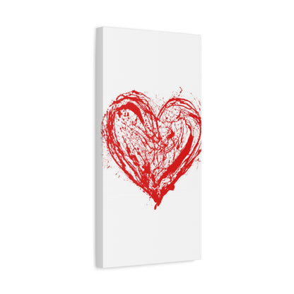 Abstract Ink Heart Canvas Print — Red & White Modern Wall Art