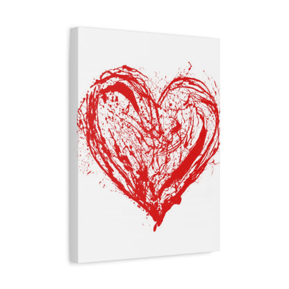 Abstract Ink Heart Canvas Print — Red & White Modern Wall Art