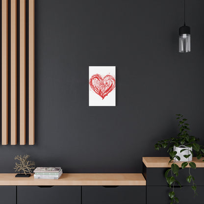 Abstract Ink Heart Canvas Print — Red & White Modern Wall Art