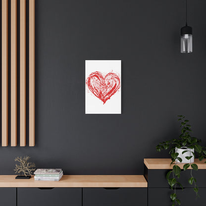 Abstract Ink Heart Canvas Print — Red & White Modern Wall Art