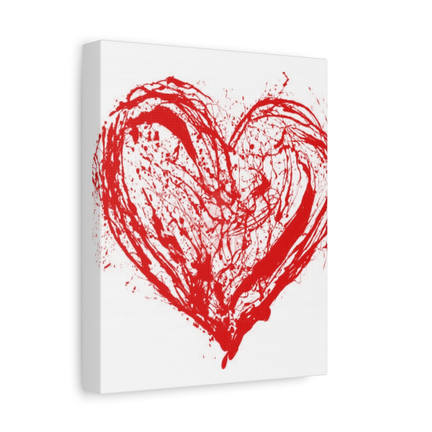 Abstract Ink Heart Canvas Print — Red & White Modern Wall Art