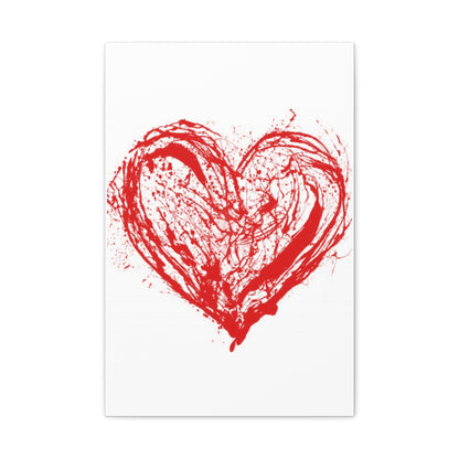 Abstract Ink Heart Canvas Print — Red & White Modern Wall Art