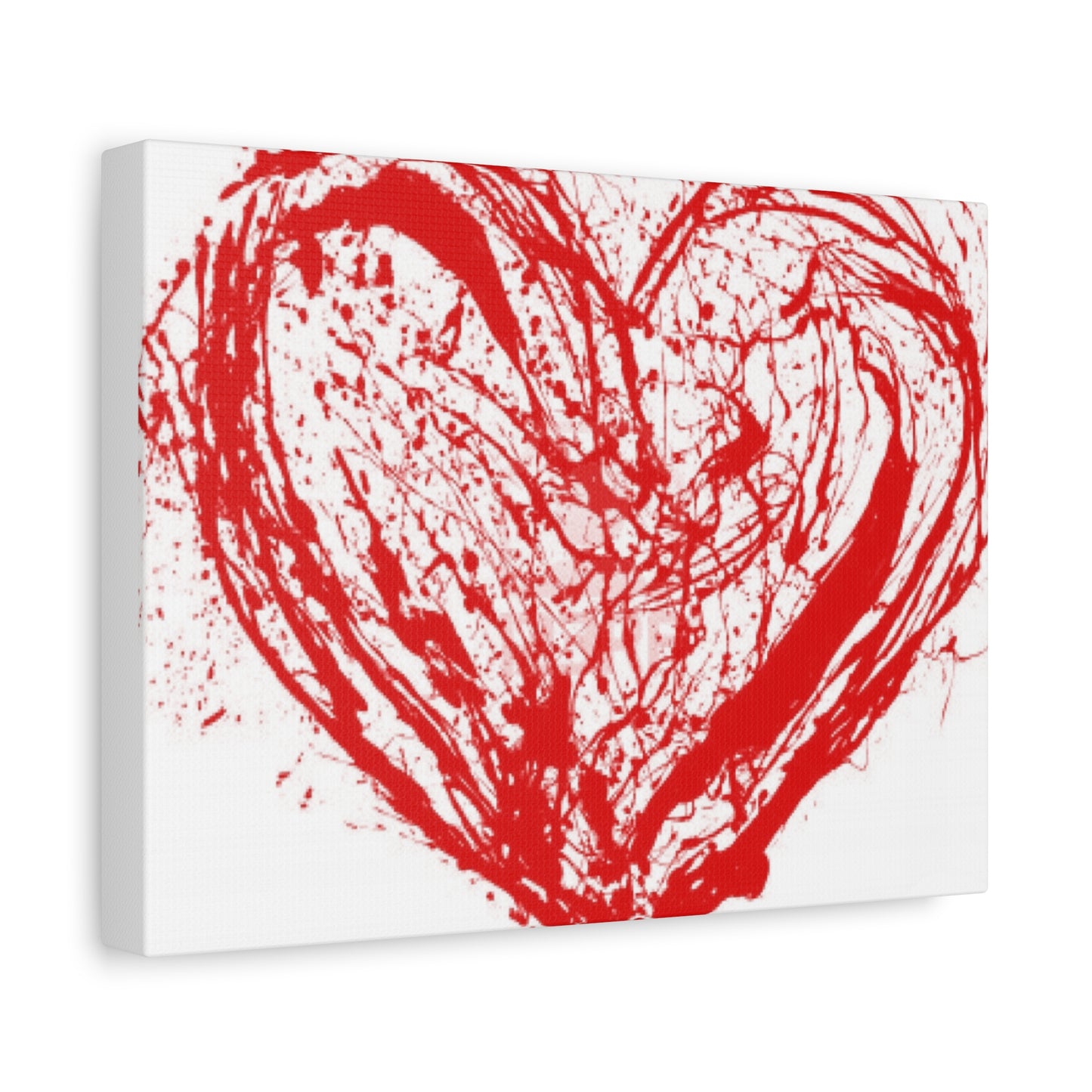 Abstract Ink Heart Canvas Print — Red & White Modern Wall Art