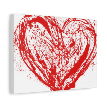Abstract Ink Heart Canvas Print — Red & White Modern Wall Art