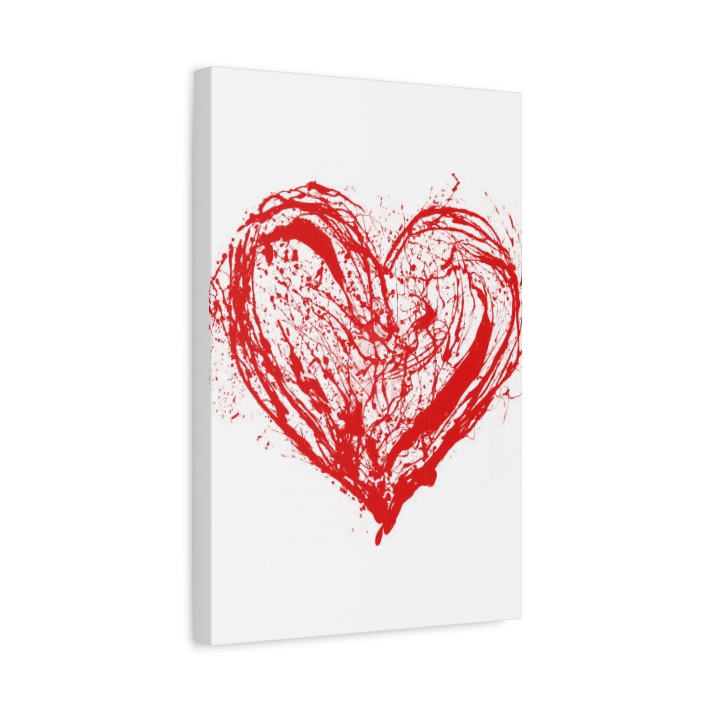 Abstract Ink Heart Canvas Print — Red & White Modern Wall Art