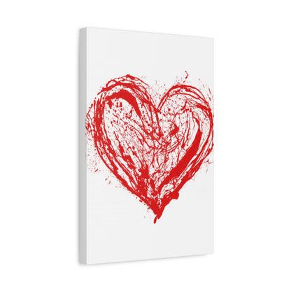 Abstract Ink Heart Canvas Print — Red & White Modern Wall Art